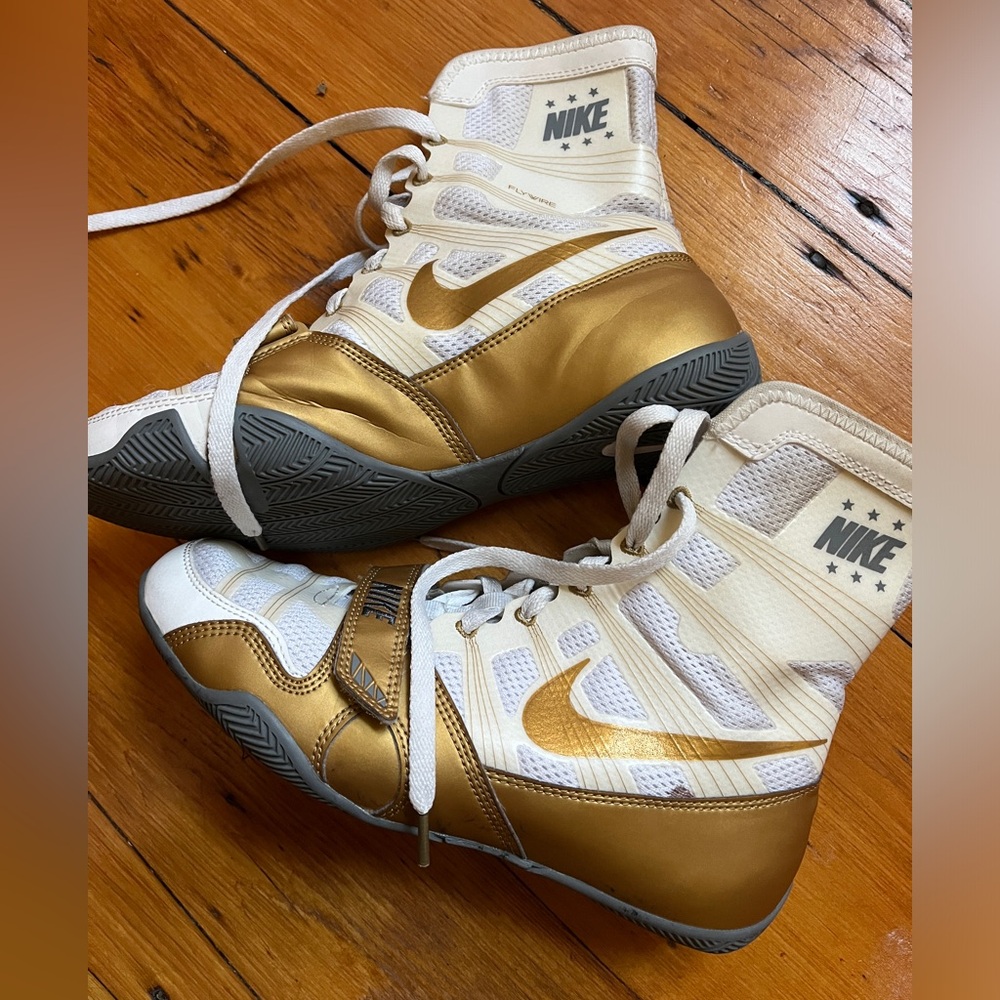 Nike HyperKO boxing shoes in gold/white